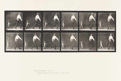 Tafel 470. Kind 20N, läuft einem Mann nach von Eadweard Muybridge
