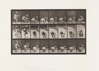Tafel 477. Kind, Bücken, einen Becher heben und trinken von Eadweard Muybridge