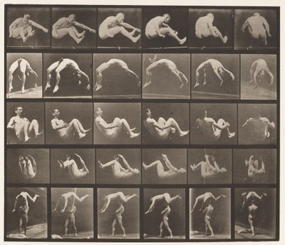 Tafel 522. A, 97 Springen; B, 98 Handstand; C, 98 Salto von Eadweard Muybridge