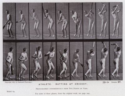 Die menschliche Figur in Bewegung: Athlet, schlagen beim Cricket von Eadweard Muybridge