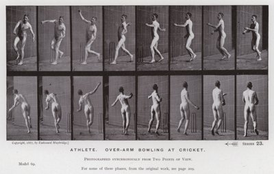 Die menschliche Figur in Bewegung: Athlet, Überarm-Bowling beim Cricket von Eadweard Muybridge