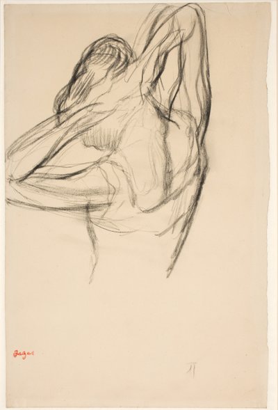 Tänzerin, Halbfigur, Arme hinter dem Kopf verschränkt, ca. 1890 von Edgar Degas