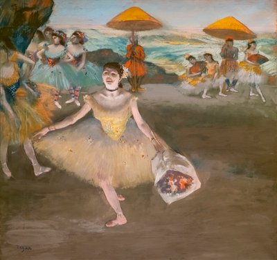 Tänzerin mit einem salutierenden Blumenstrauß von Edgar Degas