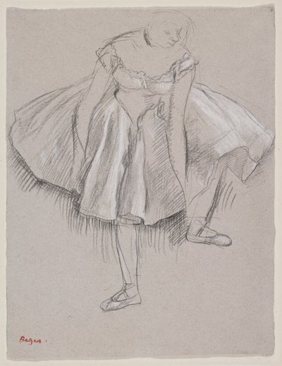 Tänzerin, die ihren Schuh richtet, frühe 1880er Jahre von Edgar Degas