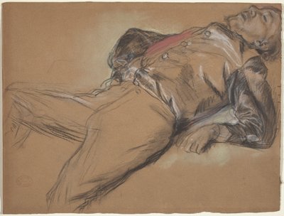 Gestürzter Jockey (Studie für "Szene vom Hindernisrennen: Der gestürzte Jockey") von Edgar Degas