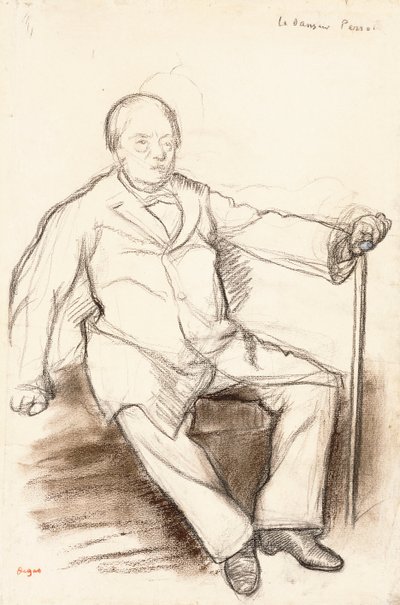 Jules Perrot, Studie für Der Tänzer Perrot, sitzend, ca. 1880 von Edgar Degas