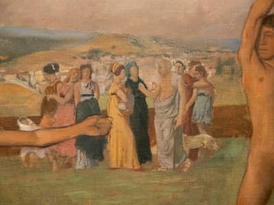 Kleine spartanische Mädchen provozieren Jungen (Detail) von Edgar Degas