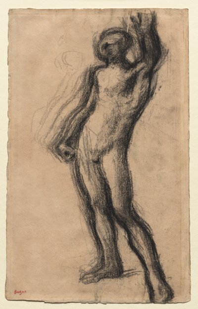 Stehender nackter Mann mit erhobener linker Hand, ca. 1900 von Edgar Degas