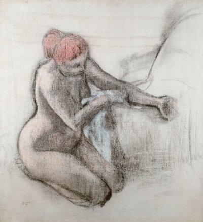 Nackte Frau trocknet sich nach dem Bad, um 1898 von Edgar Degas