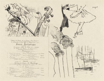 Programm für die Soiree Artistique von Edgar Degas