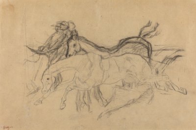 Rennpferde (Studie für "Szene vom Hindernisrennen: Der gefallene Jockey") von Edgar Degas