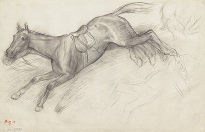 Studie für "Szene vom Hindernisrennen: Der gefallene Jockey", 1866 von Edgar Degas
