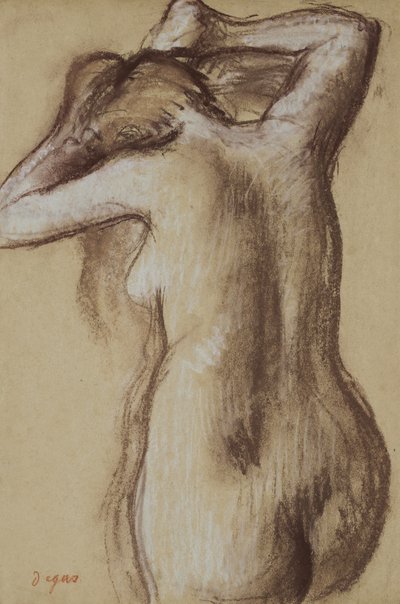 Junge nackte Frau, die ihr Haar kämmt, ca. 1889-90 von Edgar Degas