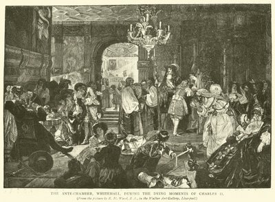 Das Vorzimmer, Whitehall, während der letzten Momente von Karl II. von Edgar Melville Ward