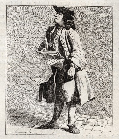 Der Ausrufer der Gewinnernummern (Lotto) - Kleines Gewerbe in Paris von Edmé Bouchardon