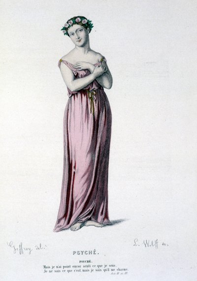Die Figur der Psyche in der Tragikomödie und dem Ballett Psyche, Molière et Corneille - Vollständiges Theater: (Sammlung von Stücken von Corneille) Zeichnung von Geffroy, Gravur von L. Wolff - ed. Laplace, Sanchez et Cie, Paris 1884 von Edmond Aime Florentin Geffroy