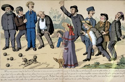 Kleinbürger spielen Kugeln - Sozialkarikatur von Lavrate von Edmond Lavrate