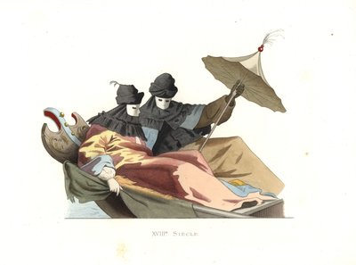 Venezianer mit Bauta-Masken von Edmond Lechevallier Chevignard