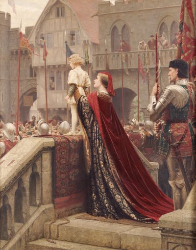 Ein kleiner Prinz, der wahrscheinlich eines Tages einen königlichen Thron segnen wird von Edmund Blair Leighton