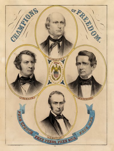 Champions der Freiheit, Redefreiheit, Pressefreiheit, freier Boden, freie Männer von Edmund Burke Kellogg