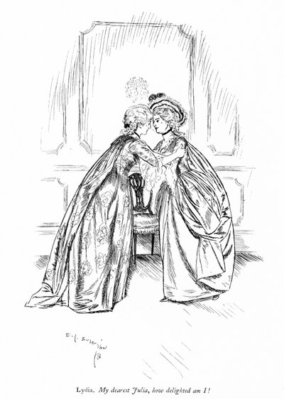 Illustration für Sheridans Die Rivalen (Stich) von Edmund Joseph (after) Sullivan