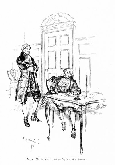 Illustration für Sheridans The Rivals (Gravur) von Edmund Joseph (after) Sullivan
