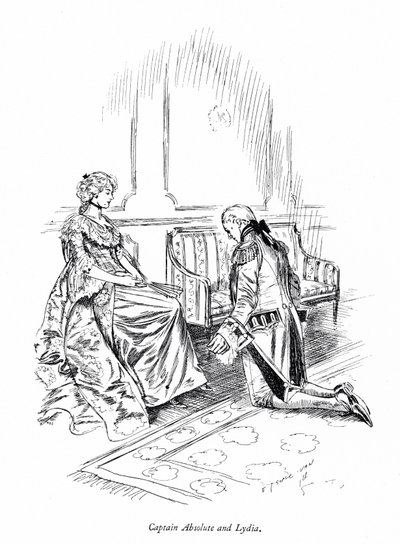 Illustration für Sheridans The Rivals (Gravur) von Edmund Joseph (after) Sullivan