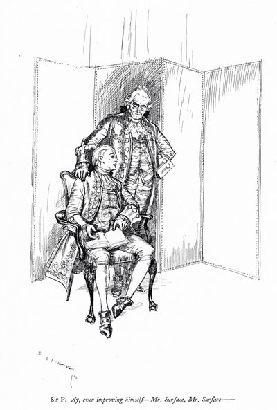 Illustration für Sheridans Die Schule des Skandals (Stich) von Edmund Joseph (after) Sullivan