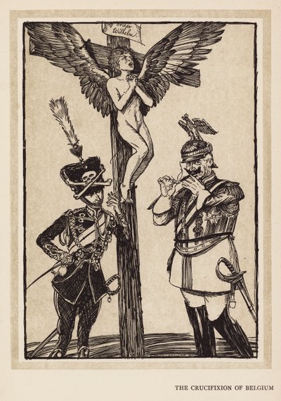 Der Kranz des Kaisers: Die Kreuzigung Belgiens (Lithografie) von Edmund Joseph (after) Sullivan