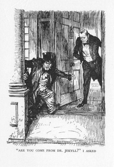Szene aus Der seltsame Fall des Dr. Jekyll und Mr. Hyde von Robert Louis Stevenson, 1927 von Edmund Joseph Sullivan