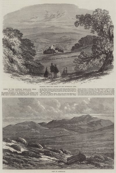 Ansichten der schottischen Highlands in der Nähe von Balmoral, das Braemar-Treffen von Edmund Morison Wimperis