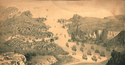 Die Stadt, Festungen und Häfen von Sewastopol, 1854 von Edmund Walker