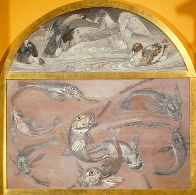 Diptychon mit Fischen und Enten im Teich von Edoardo Gioja