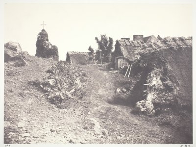 Chaumieres en Auvergne, mit einem Kalvarienberg, 1852, gedruckt 1978 von Édouard Baldus