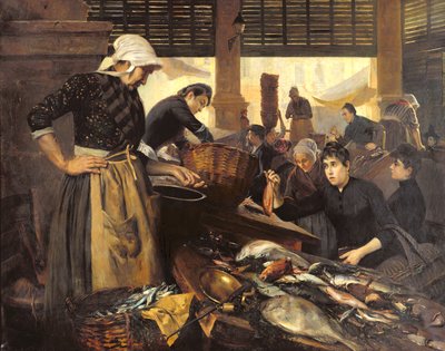 Fischmarkt in der Halle Delacroix, 1889 von Edouard Cremieux