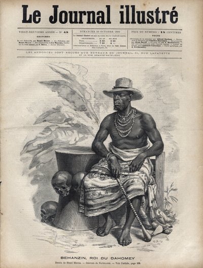 Porträt von Behanzin (1844-1900), König von Dahomey (Benin) - Gravur von Navellier in „The Illustrous Diary“ von 1892 von Edouard Felicien Eugene Navellier