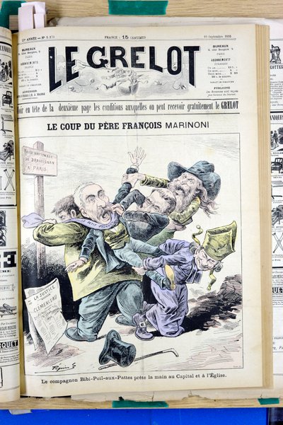Cover von „Le Grelot“, Nummer 1170, satirisch in Farben von Edouard Guillaumin Pepin
