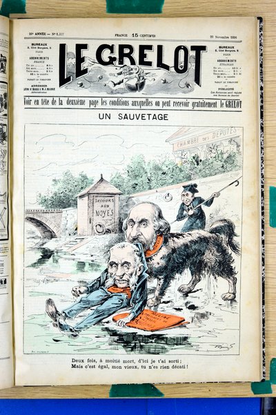 Titelblatt von „Le Grelot“, Nummer 1337, Satirisch in Farben von Edouard Guillaumin Pepin
