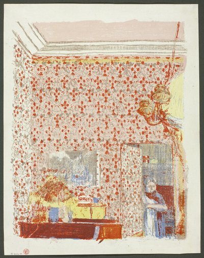 Innenraum mit rosa Tapete I, Platte fünf aus Landschaften und Innenräume von Édouard Jean Vuillard