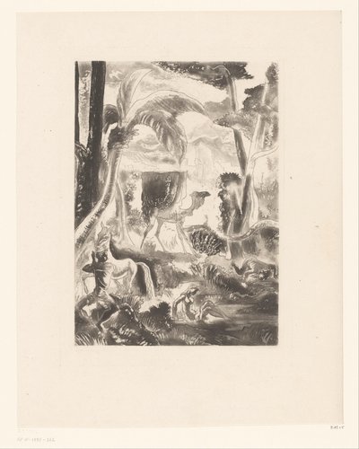 Landschaft mit Palmen und badenden Figuren von Edouard Léon Louis Edy Legrand (attributed to)