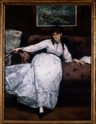 Die Ruhe (Porträt der Malerin Berthe Morisot auf einer Couch) von Édouard Manet