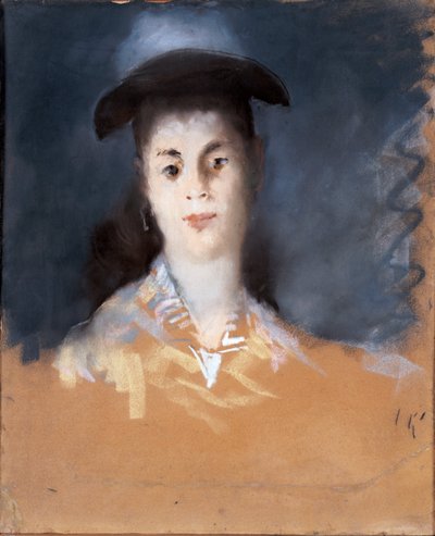 Frau mit einem Hut aus Seidengaze von Édouard Manet