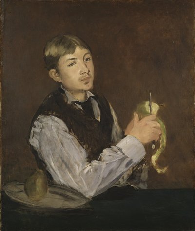Junger Junge, der eine Birne schält von Édouard Manet