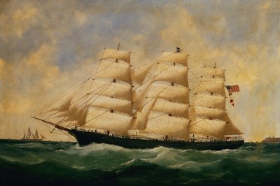 Das US-Segelschiff Servia vor Le Havre von Edouard Marie Adam