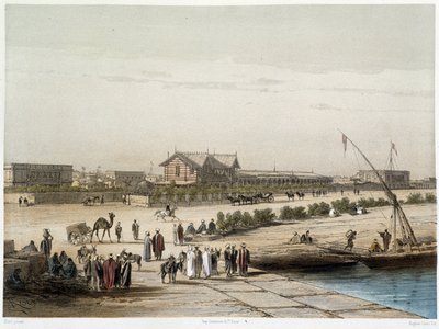 Szene und Ansicht des Kanals - in Einweihung des Suezkanals von G. Nicole. 1869 von Edouard Riou