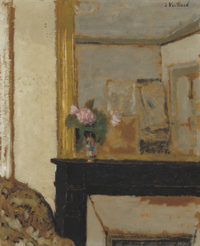 Blumenvase auf einem Kaminsims, ca. 1900 von Edouard Vuillard