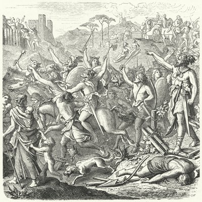 Invasion des römischen Territoriums durch die Kimbern, Ende des 2. Jahrhunderts v. Chr. von Eduard Bendemann