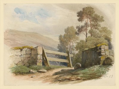 Landschaft mit Steinmauer und Tor von Eduard Gaertner