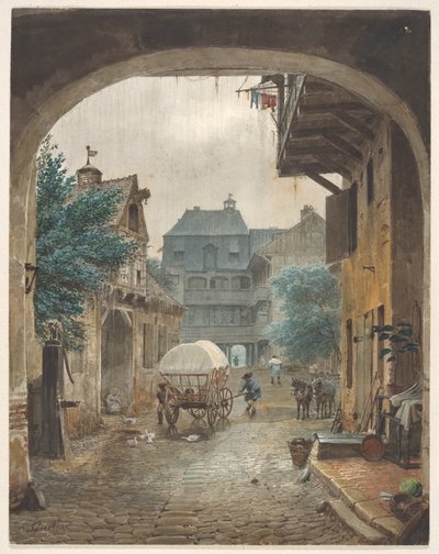 Blick in den Hof eines Gasthauses in Colmar von Eduard Gaertner