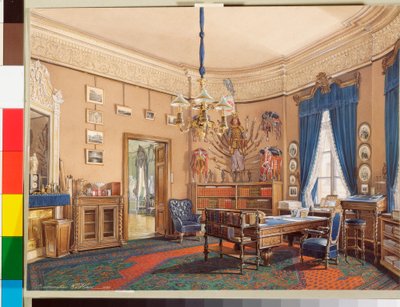 Interieurs des Winterpalastes - Das Arbeitszimmer des Kronprinzen Nikolai Alexandrowitsch von Eduard Hau